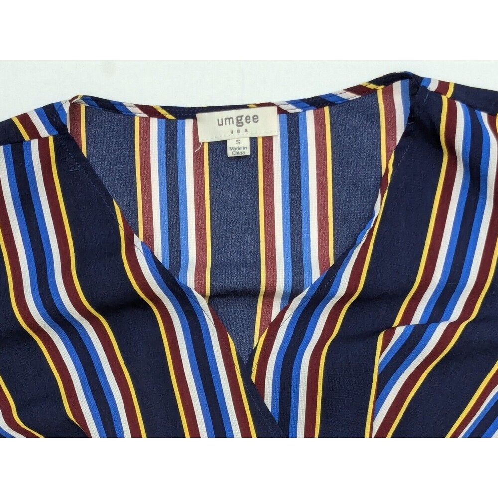 UMGEE Multicolored Striped Wrap Tie Ruffle MIDI Dress/Tunic Size Small - Picture 4 of 7